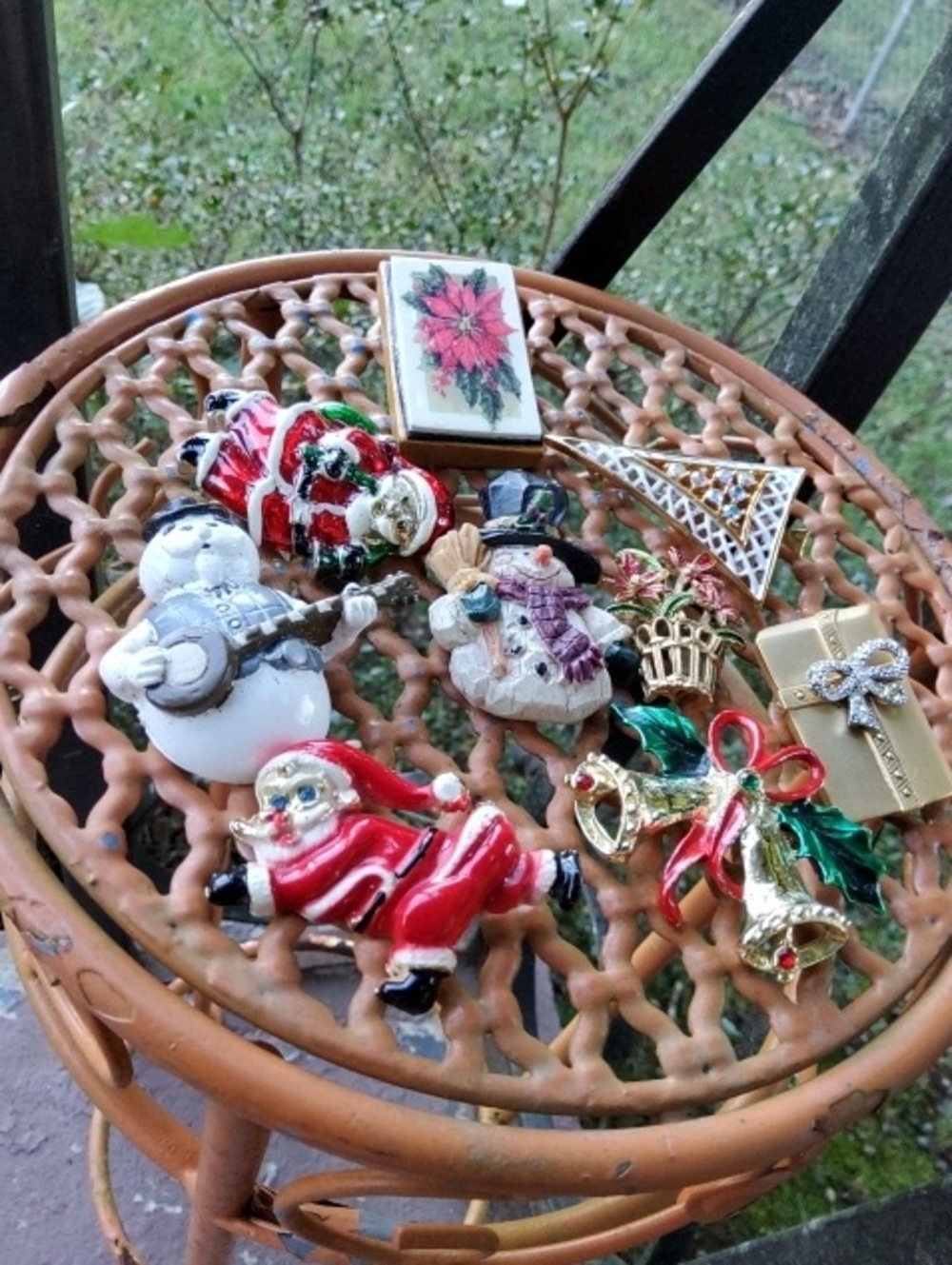 Christmas Brooch Bundle Of Nine.